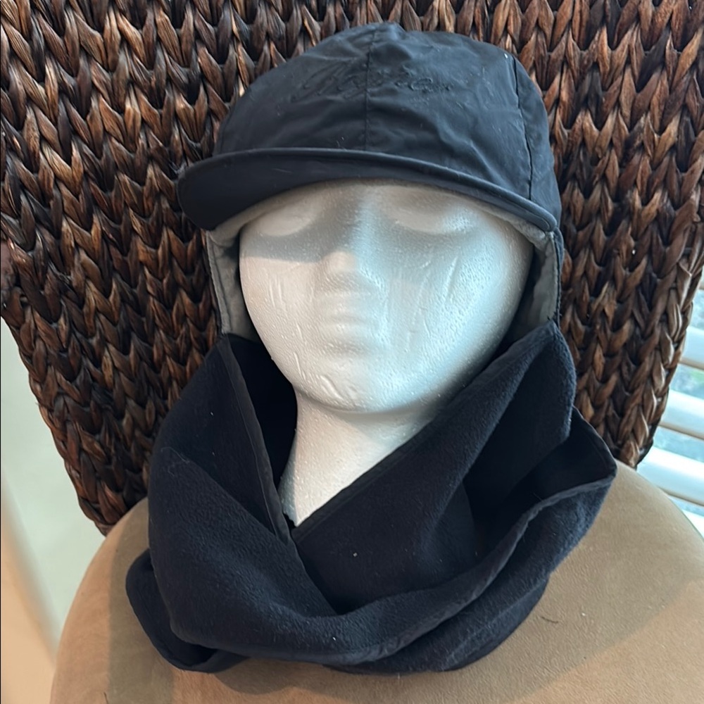 Black Quilted Cap with Ear Flaps